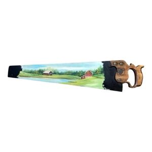 Vtg Wheeler Madden Clemson 22" Panel Rip Saw, Handpainted Farm Scene Signed